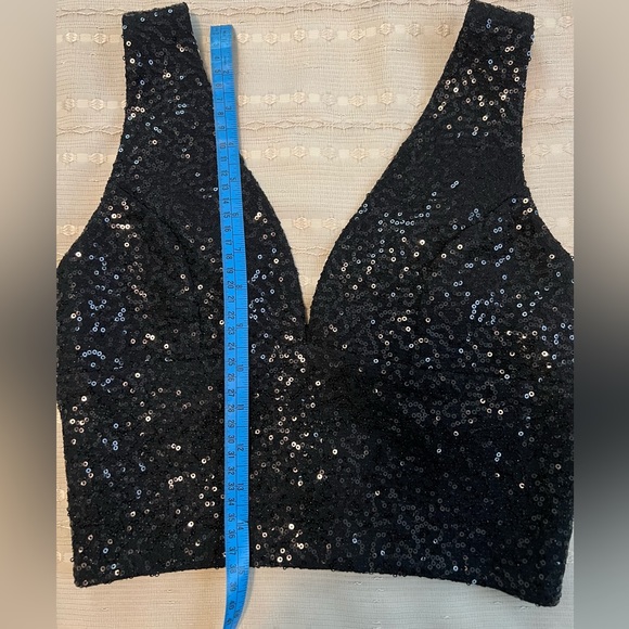 AQUA WOMENS SEQUINED TANK CROP TOP - Picture 7 of 9